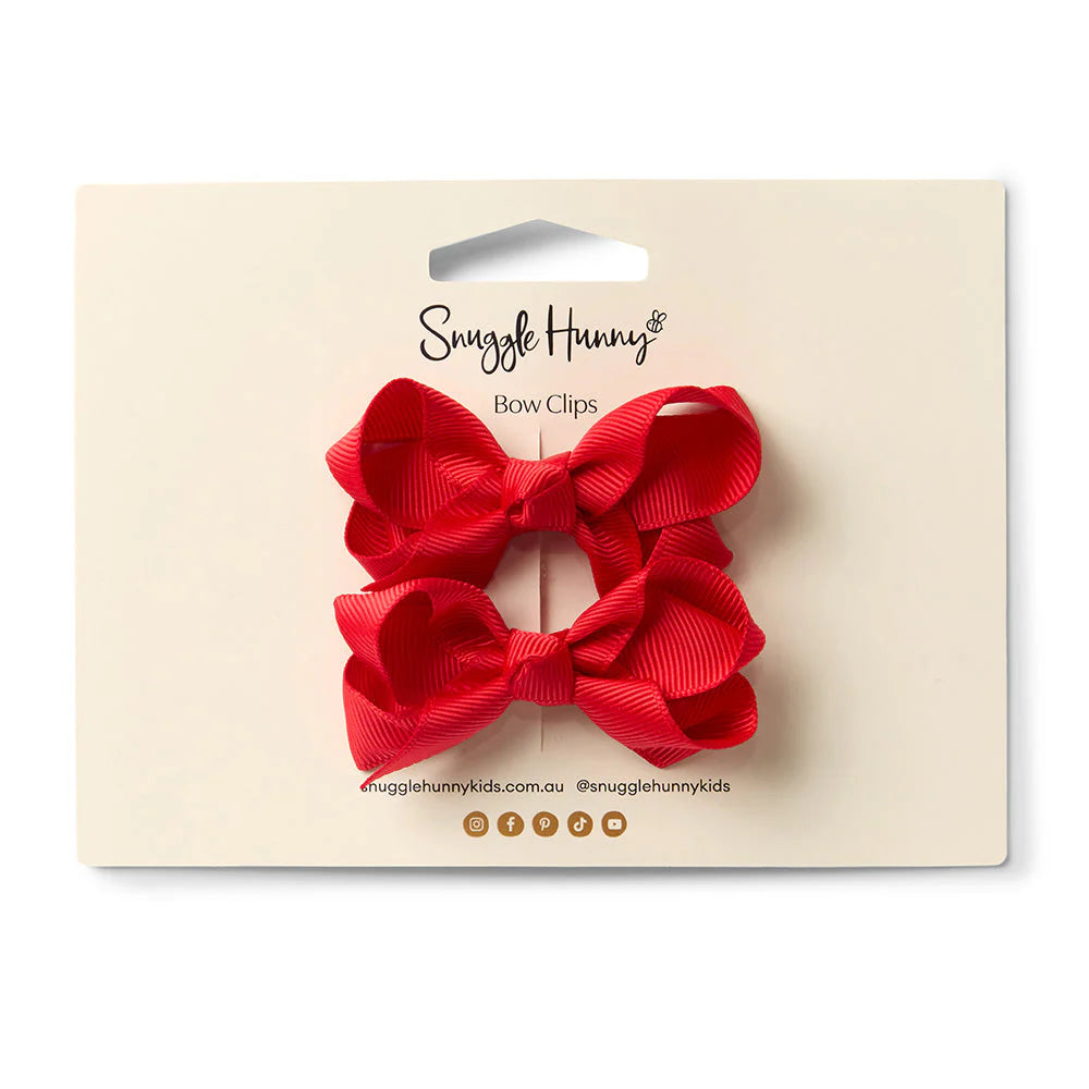 Red Piggy Tail Hair Clips Pair