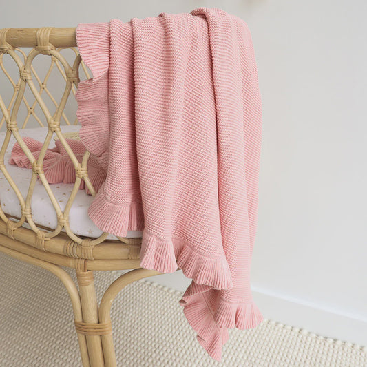 Rosa Ruffle Knit Baby Blanket