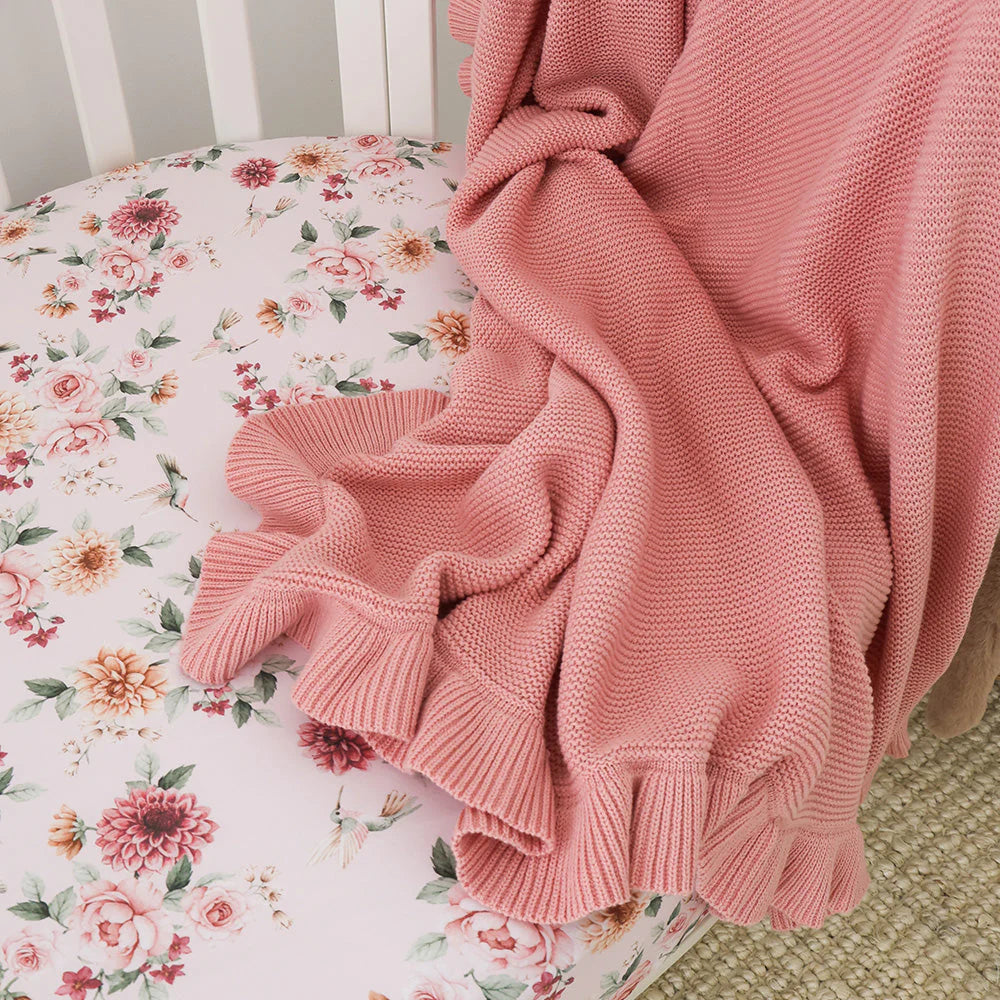 Rosa Ruffle Knit Baby Blanket
