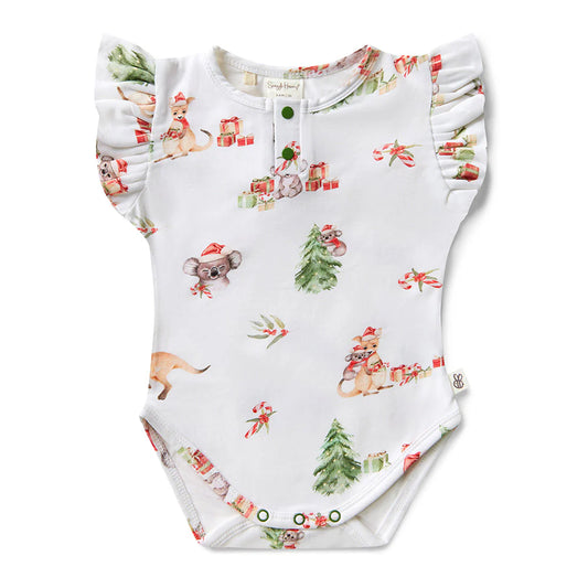Kangas & Koala Short Sleeve Bodysuit with Frill