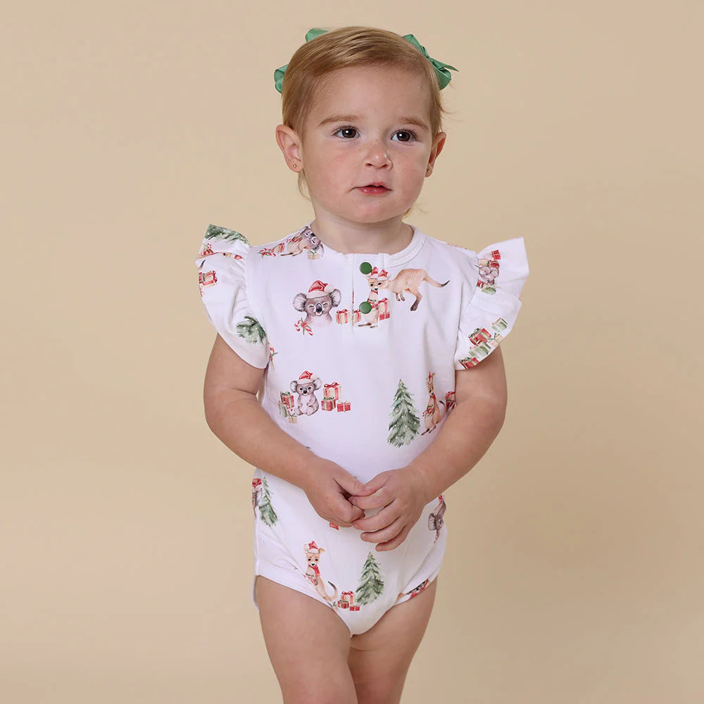 Kangas & Koala Short Sleeve Bodysuit with Frill