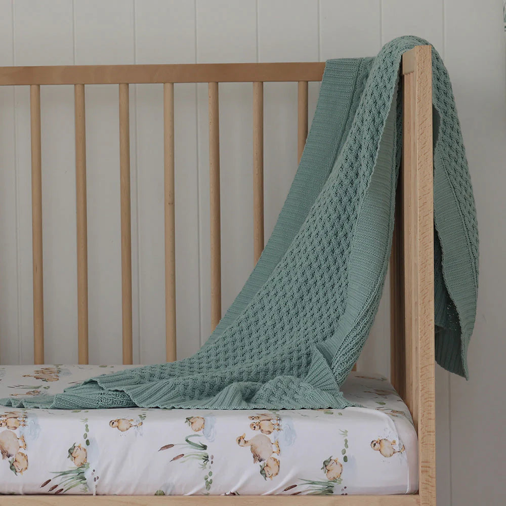 Sage Knit Baby Blanket