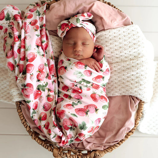 Strawberry Jersey Wrap Set