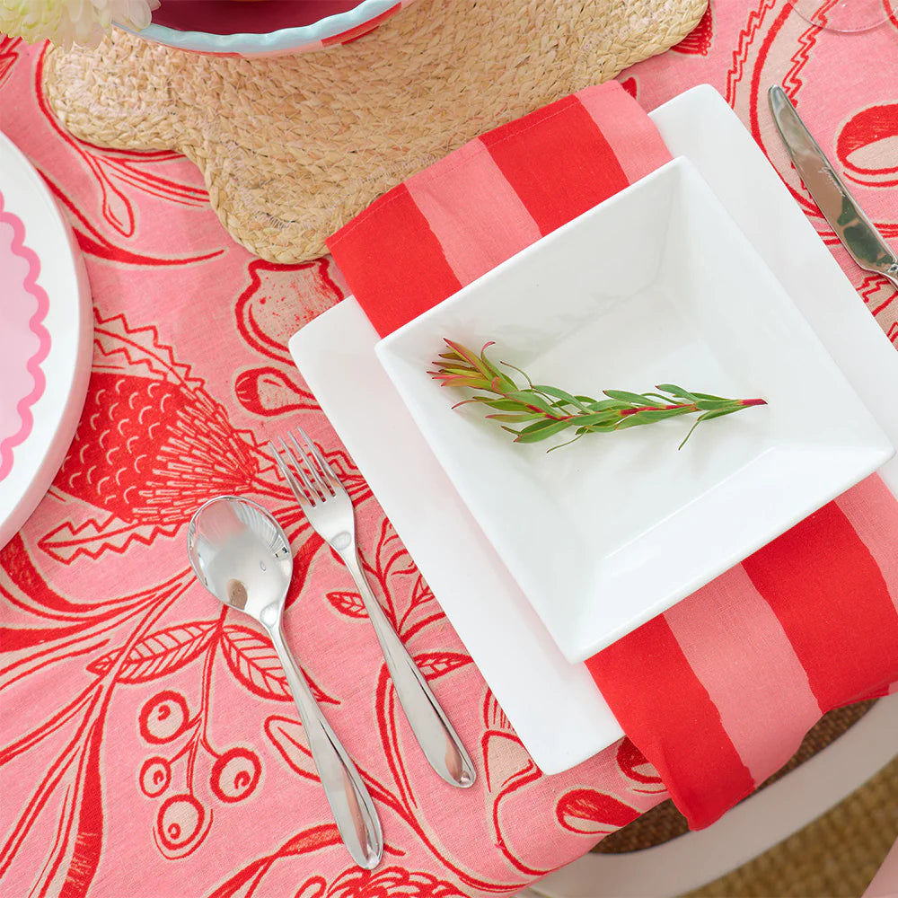 Linen Napkin 4pc Red Stripe
