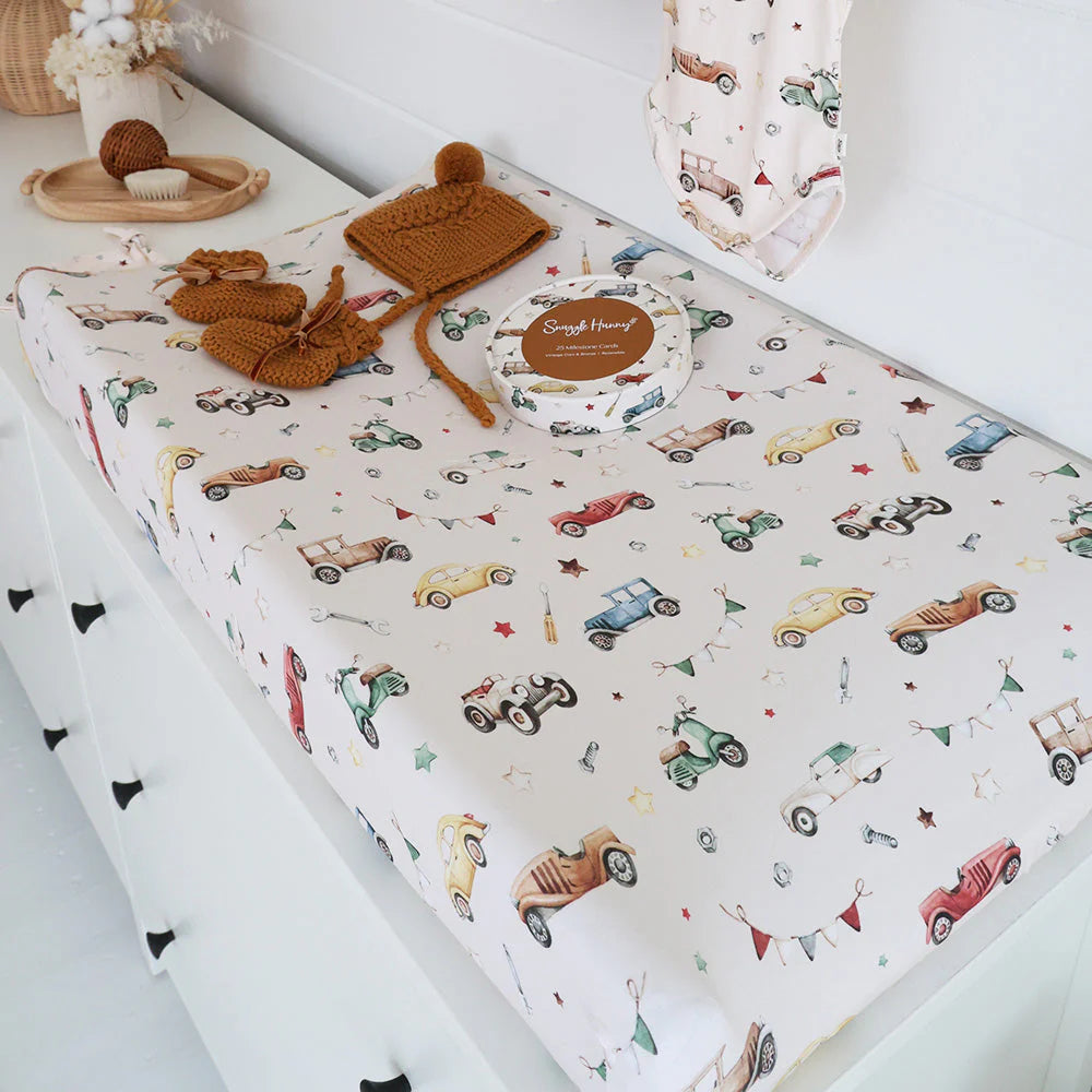 Vintage Cars Bassinet Sheet