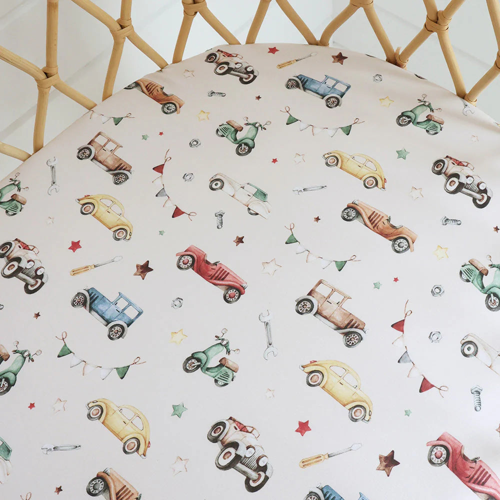 Vintage Cars Bassinet Sheet