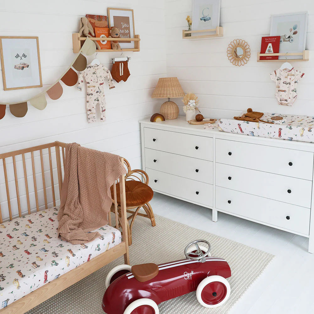 Vintage Cars Bassinet Sheet