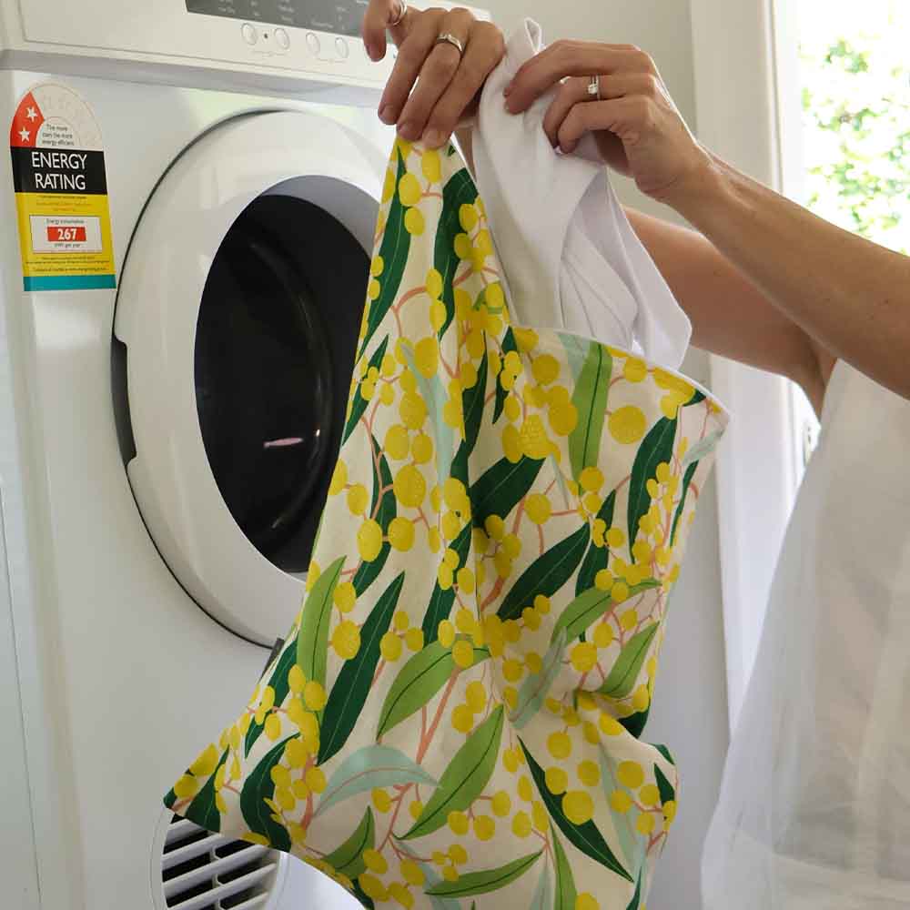Linen Cotton Laundry Bag Golden Wattle