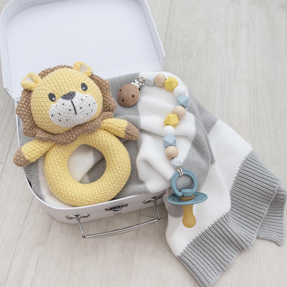Knitted Ring Rattle Leo the Lion