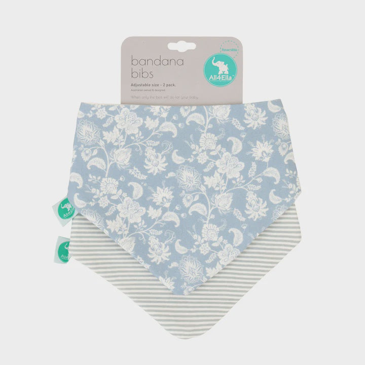 Bandana Bib Vintage Blue 2pk