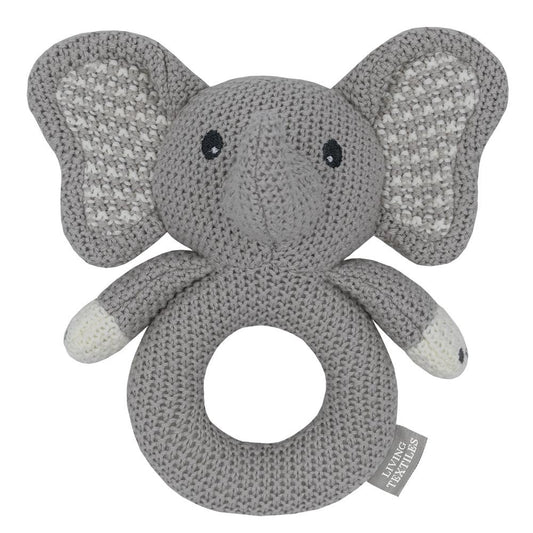 Knitted Ring Rattle Mason the Elephant