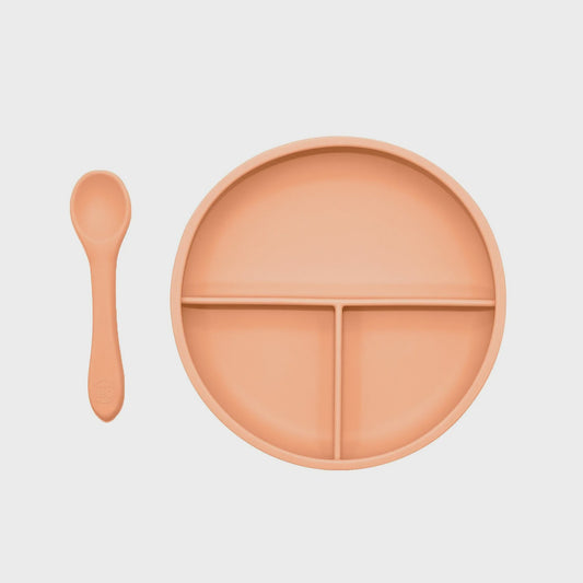 Suction Plate & Spoon Peach