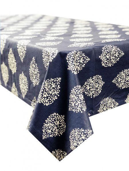 Avalon Navy Tablecloth 150x250cm Coated