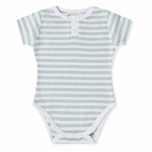 Sage Stripe Short Sleeve Bodysuit