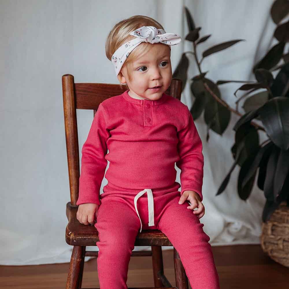 Hibiscus Long Sleeve Organic Bodysuit