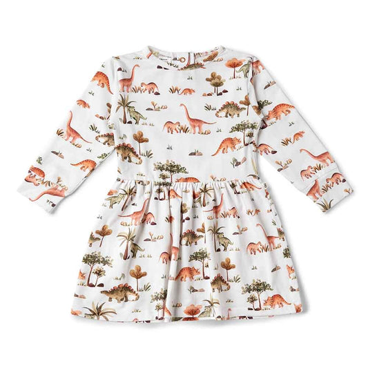 Dino Long Sleeve Organic Dress