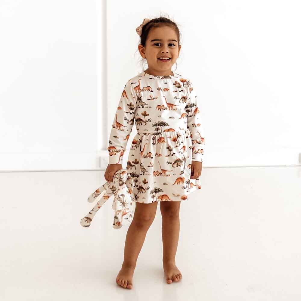 Dino Long Sleeve Organic Dress