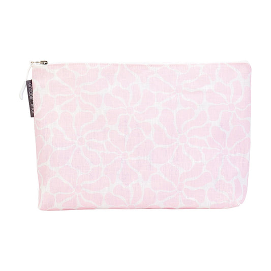 Linen Cos Bag Lge Pink Petal Floral