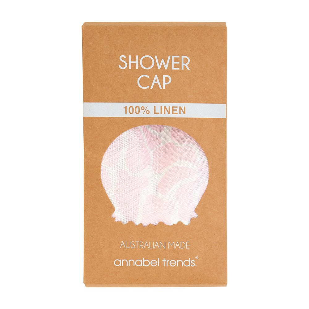 Linen Shower Cap Pink Petal Floral
