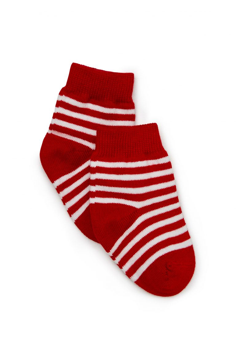 2pk Cotton Socks Red Stripe