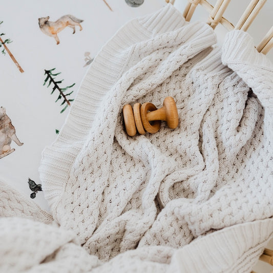 Warm Grey Knit Baby Blanket