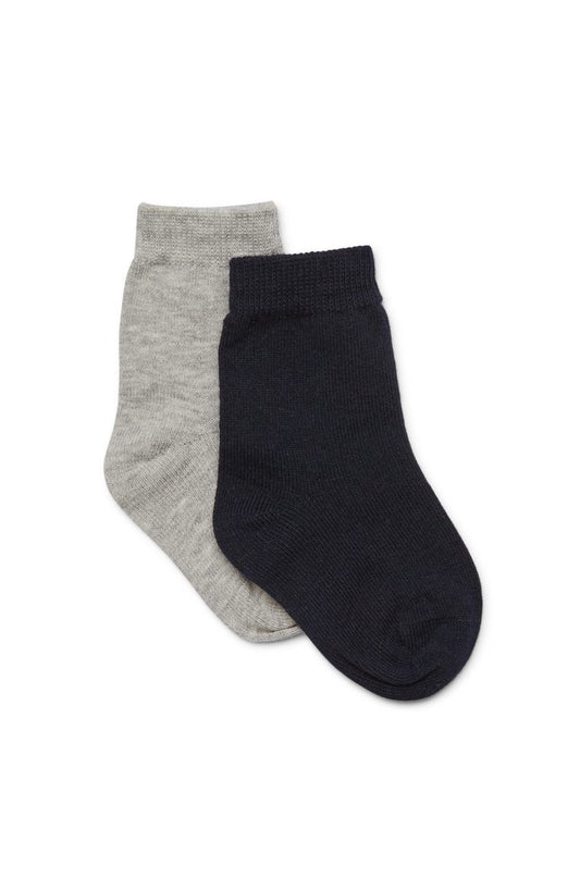 2pk Cotton Socks Navy and Grey