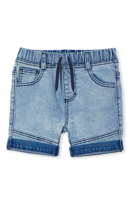 Knit Denim Shorts.