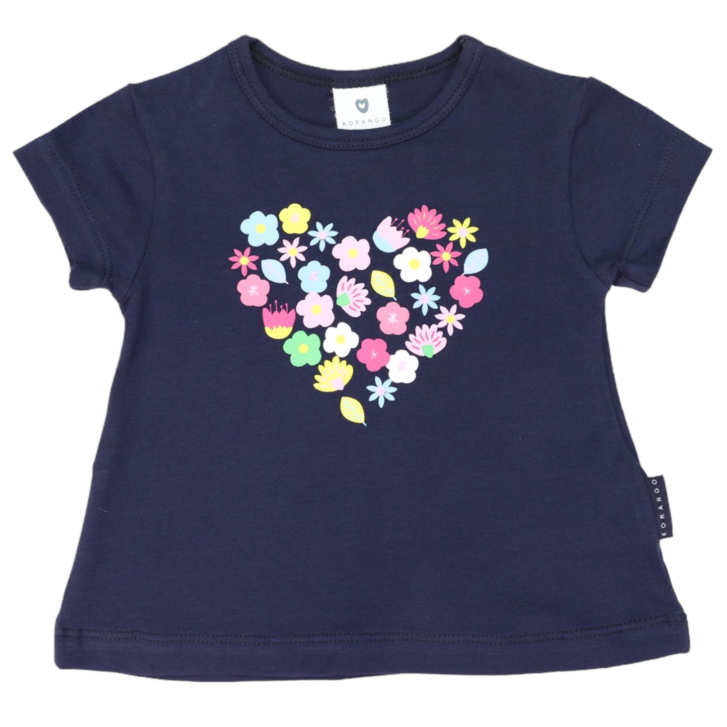 Flower Heart Print Top Navy