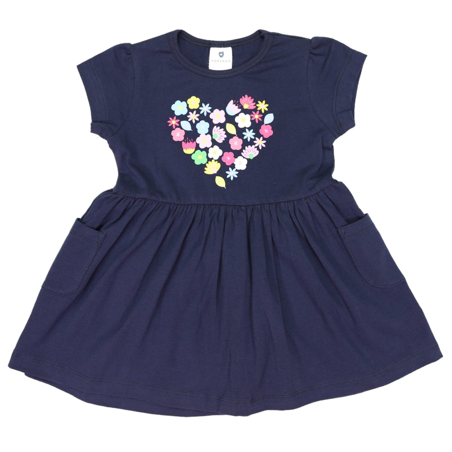 Flower Heart Print Dress Navy