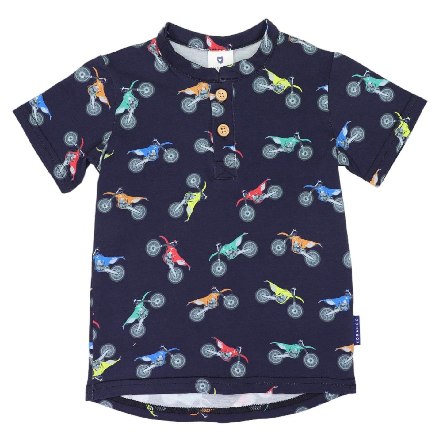 Motor Bike Print Henley Navy