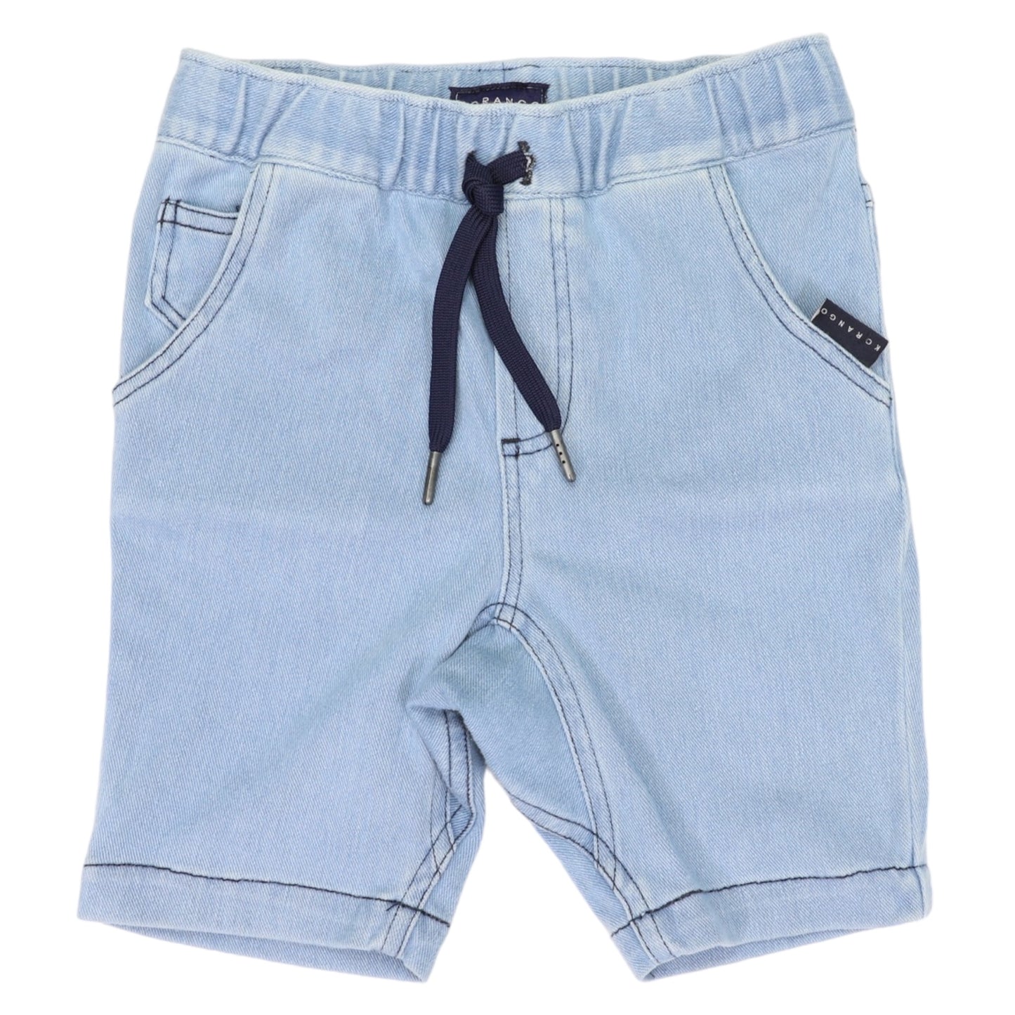 Elastic Waisted Denim Short Light Wash