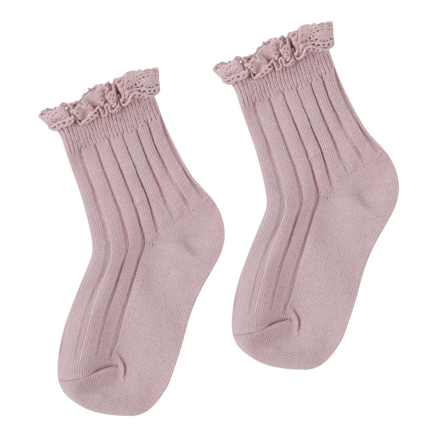 Lace Frill Crew Sock Dusty Pink