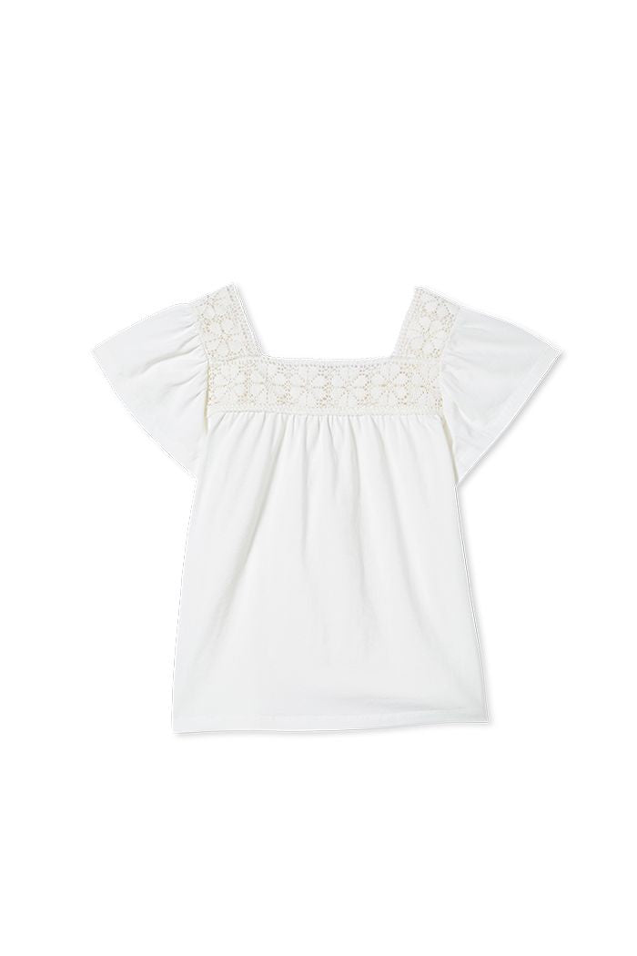 Crochet Detail Tee White