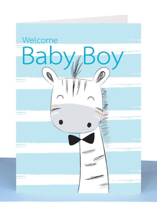 Baby Boy Giraffe Lge Card