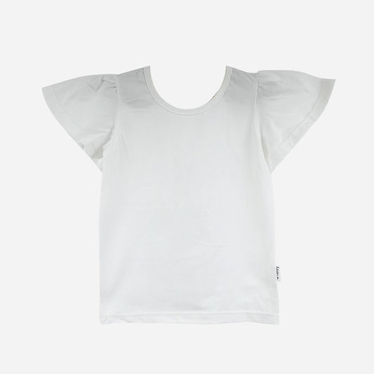 Girls Frill Sleeve Top White.