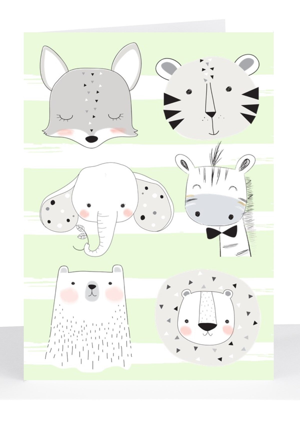 Baby Lime Stripe & Animals Lge Card