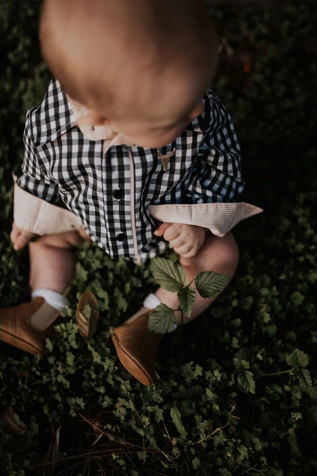 Spinifex Black Gingham Long Sleeve Romper