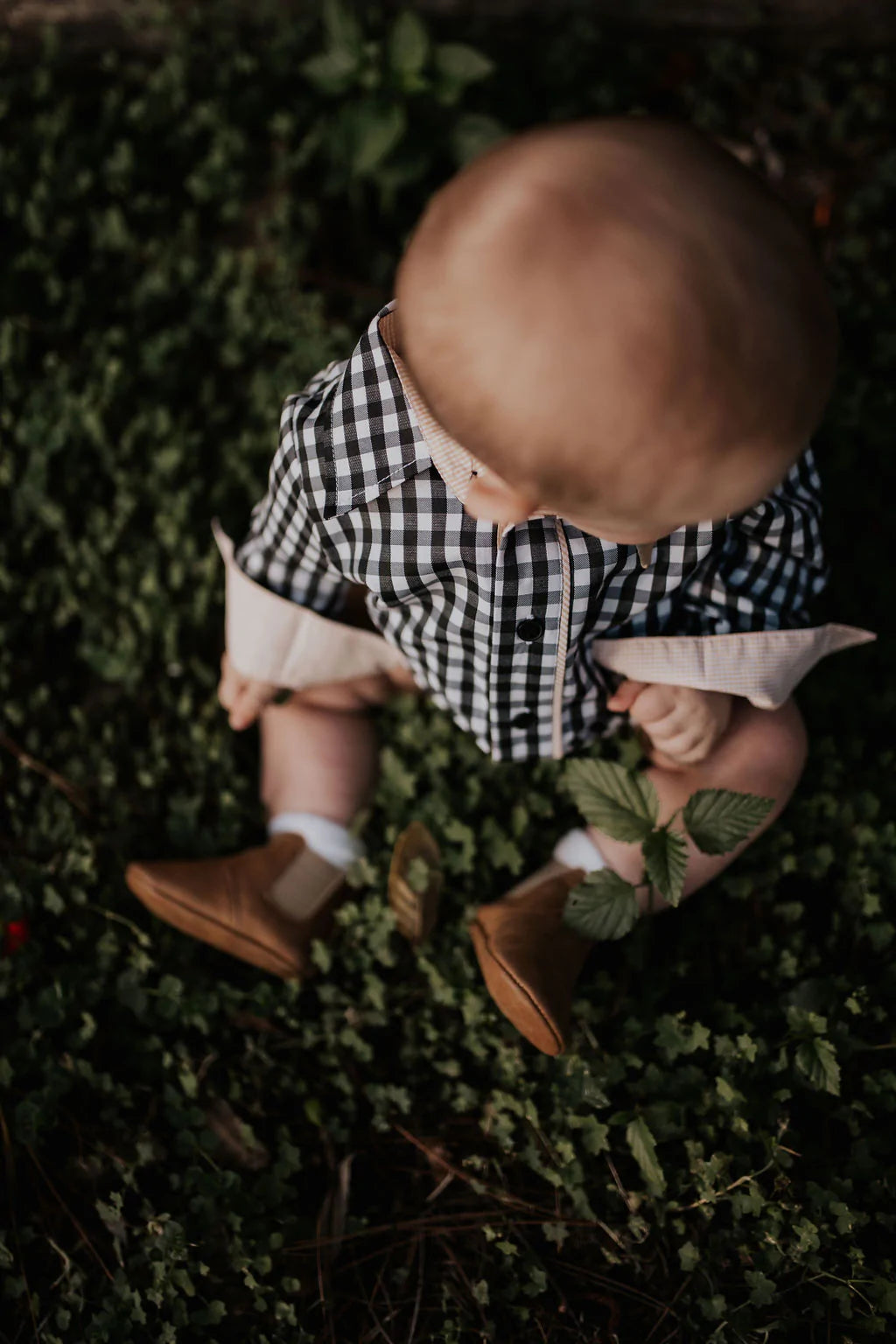 Spinifex Black Gingham Long Sleeve Romper