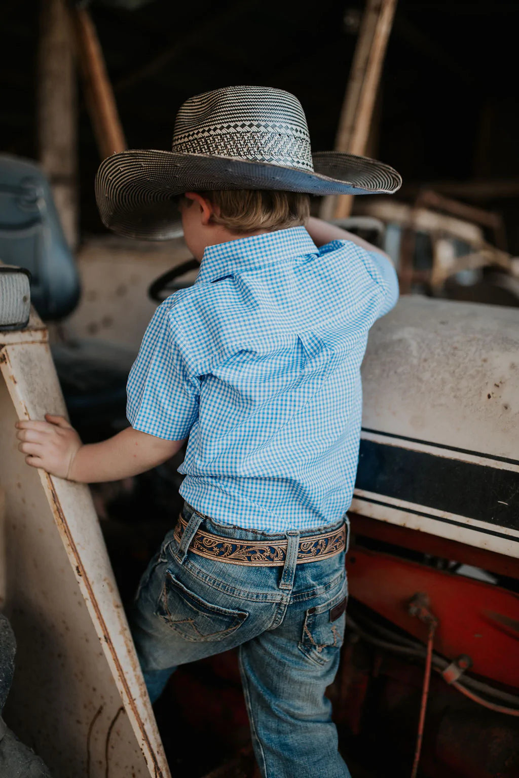 Luke Sky Blue Gingham Short Sleeve Shirt