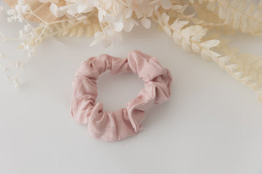 Pink Linen Cotton Scrunchie