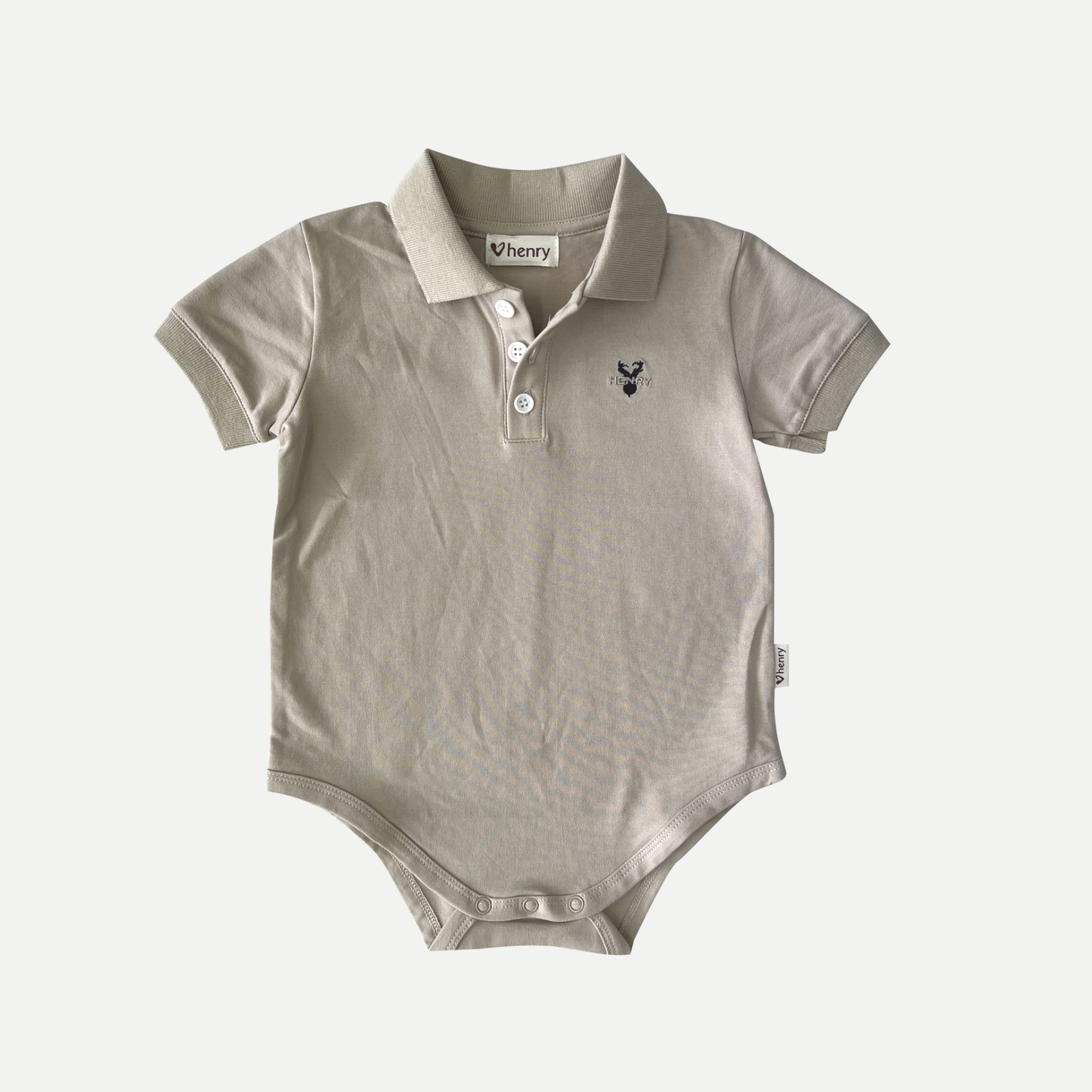 Baby Boys Polo Romper Dusty Beige