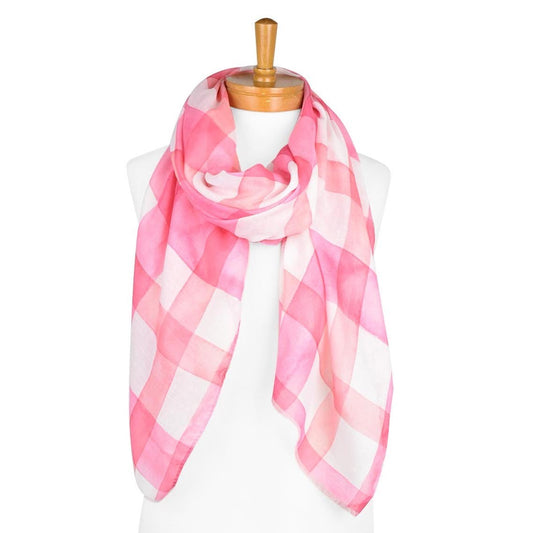 Gingham Patterned Scarf Pink