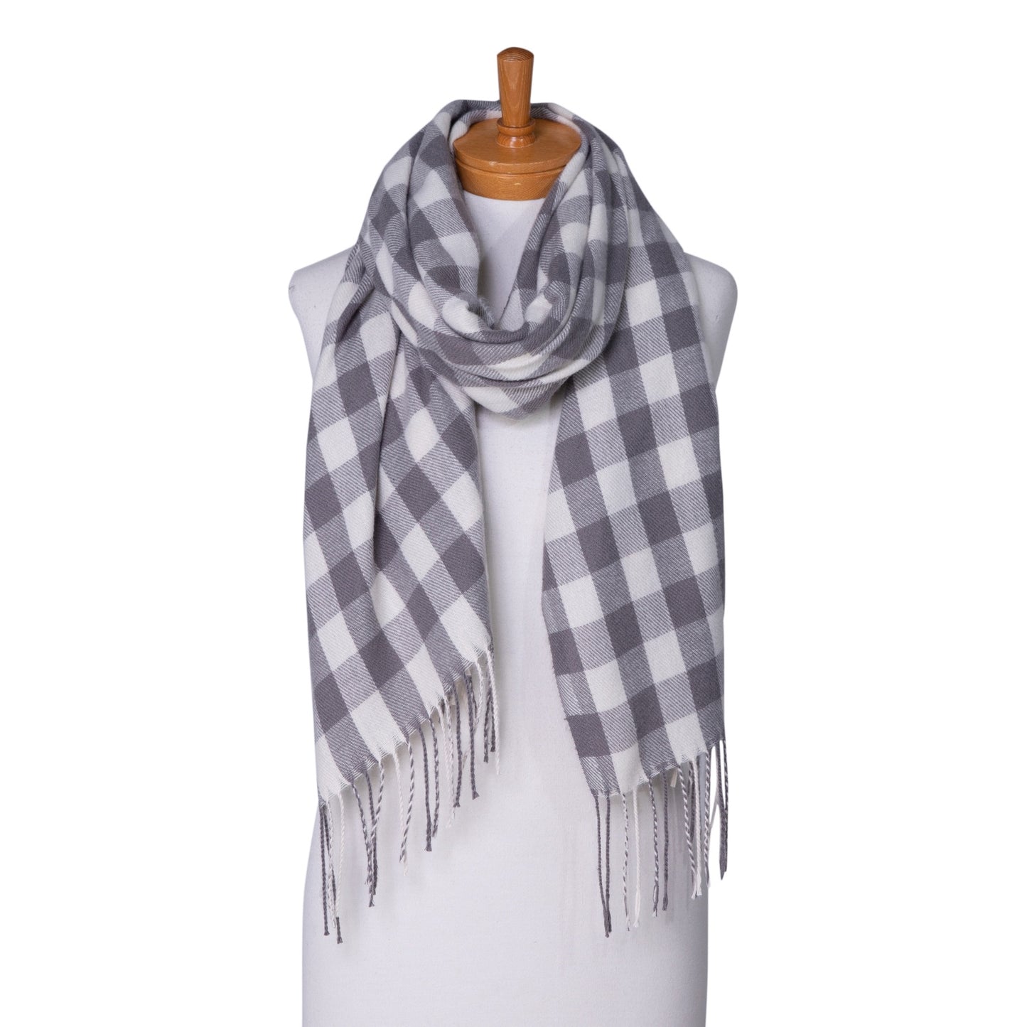Gingham Scarf Grey and White