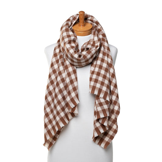 Small Gingham Scarf Brown
