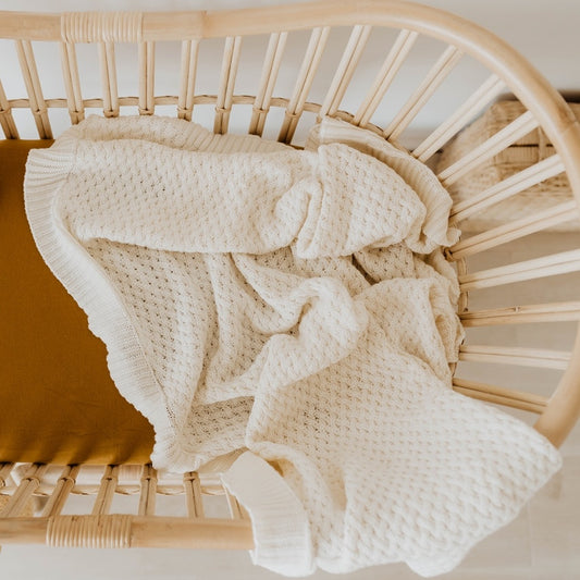 Cream Knit Baby Blanket