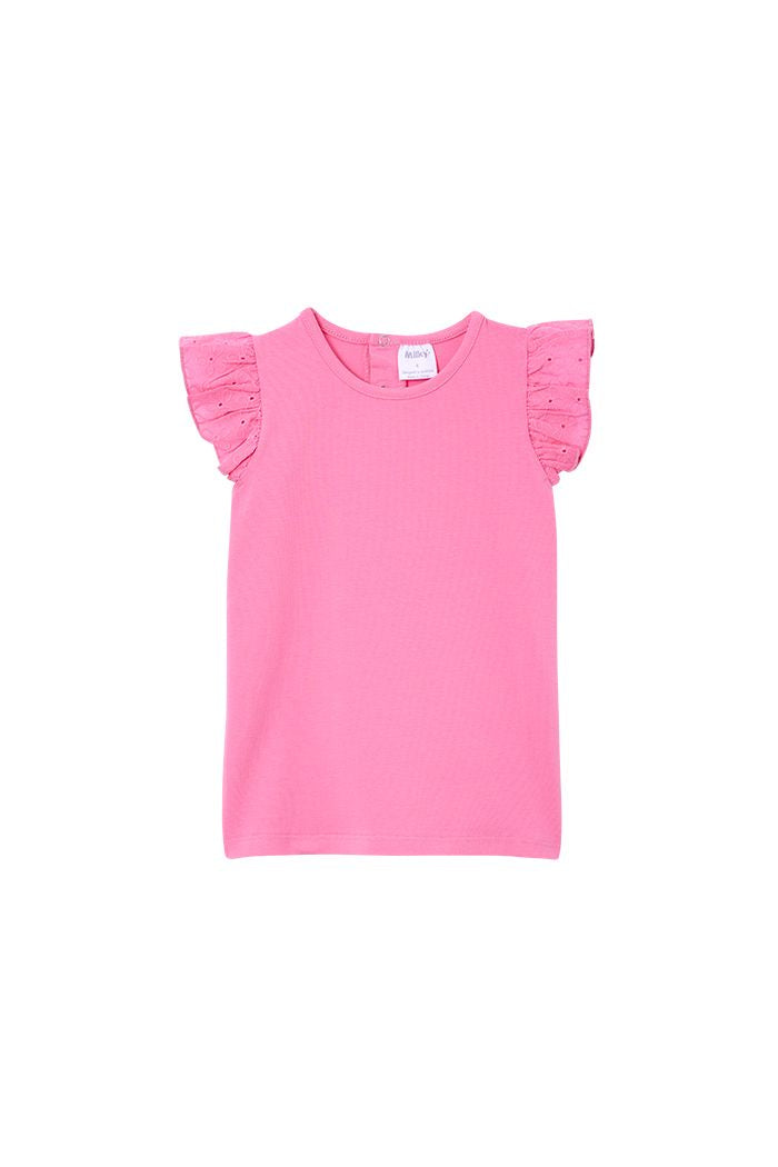 Pink Sachet Broderie Frill Tee