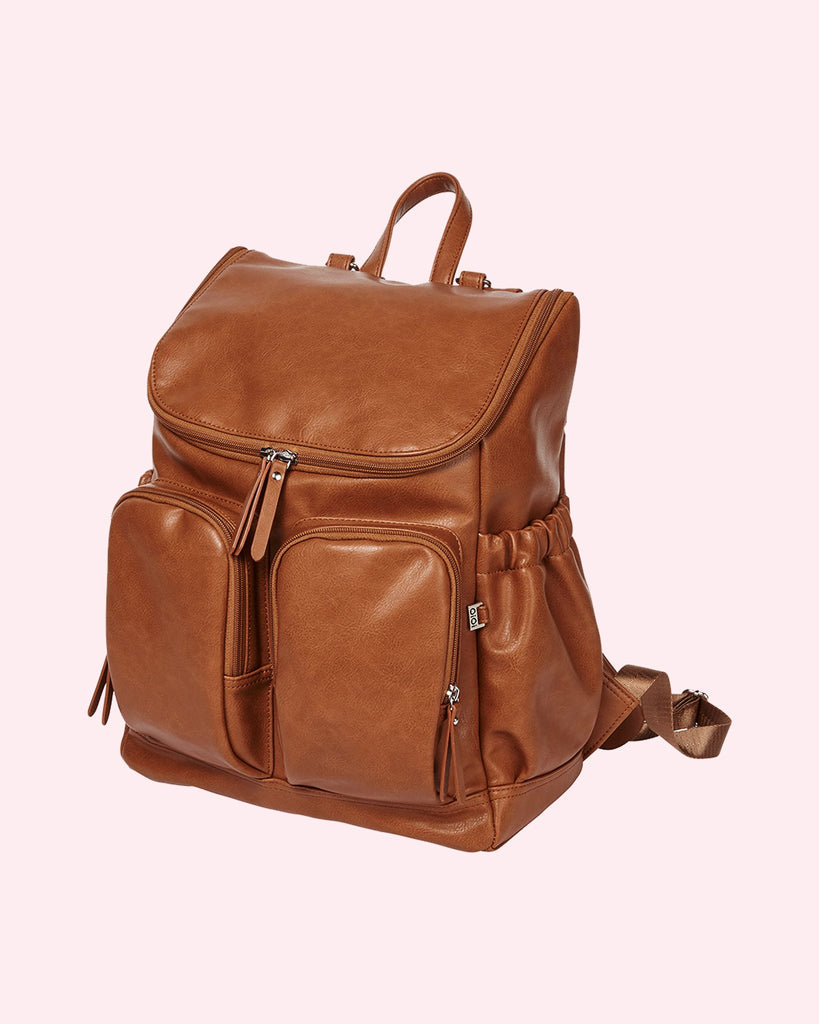 Backpack Tan Faux Leather