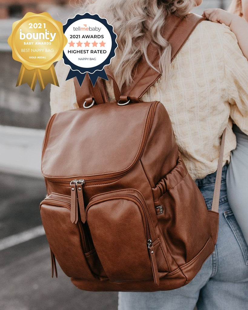 Backpack Tan Faux Leather