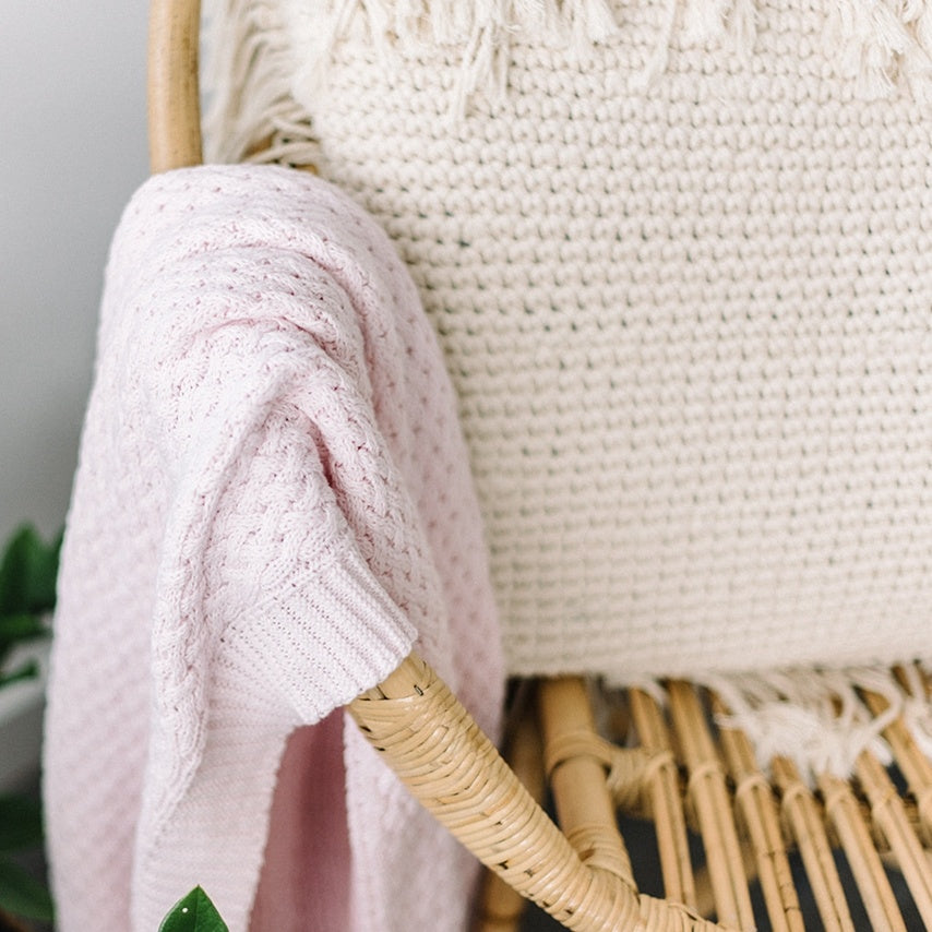 Blush Pink Knit Baby Blanket