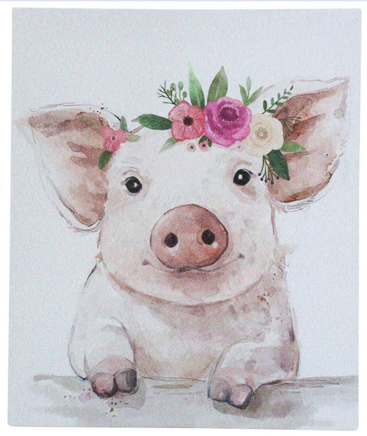 Wall Art Mini Pig Flowers